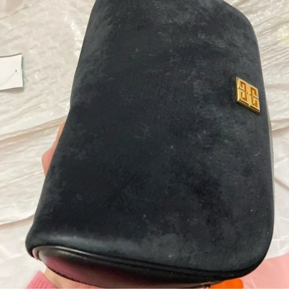 Givenchy vintage black suede leather clutch bag rare